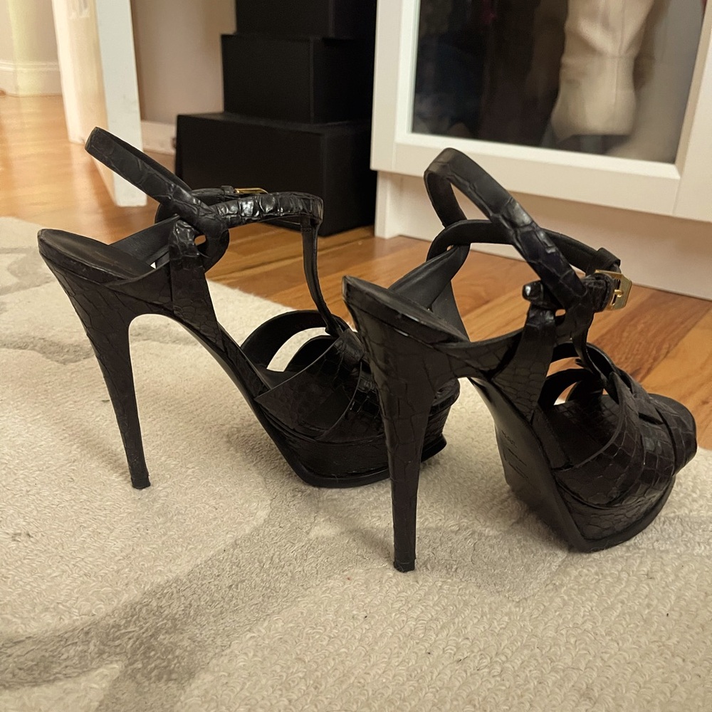 Saint Laurent croc tribute heels!